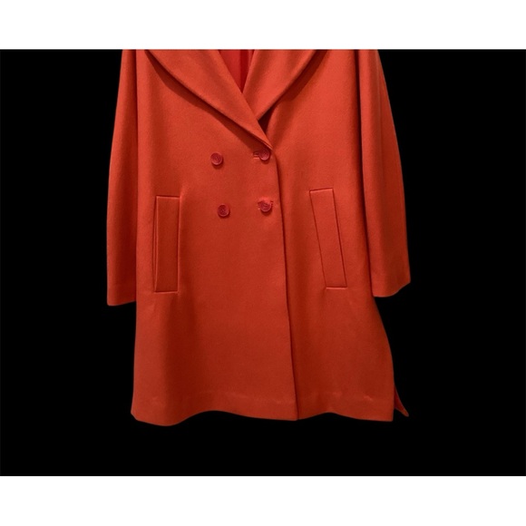 Peacoat Wool Blend. Beautiful Deep Orange. Drop belt in back. Very stylish. - Picture 4 of 5